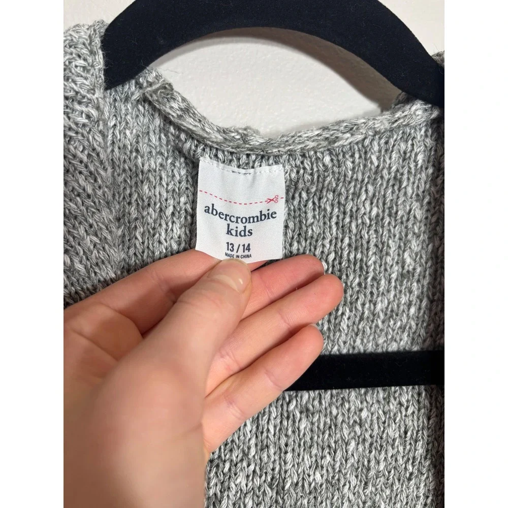 Abercrombie Kids‎ Girls Gray Cable Knit Hooded Cardigan Sweater 13 14
